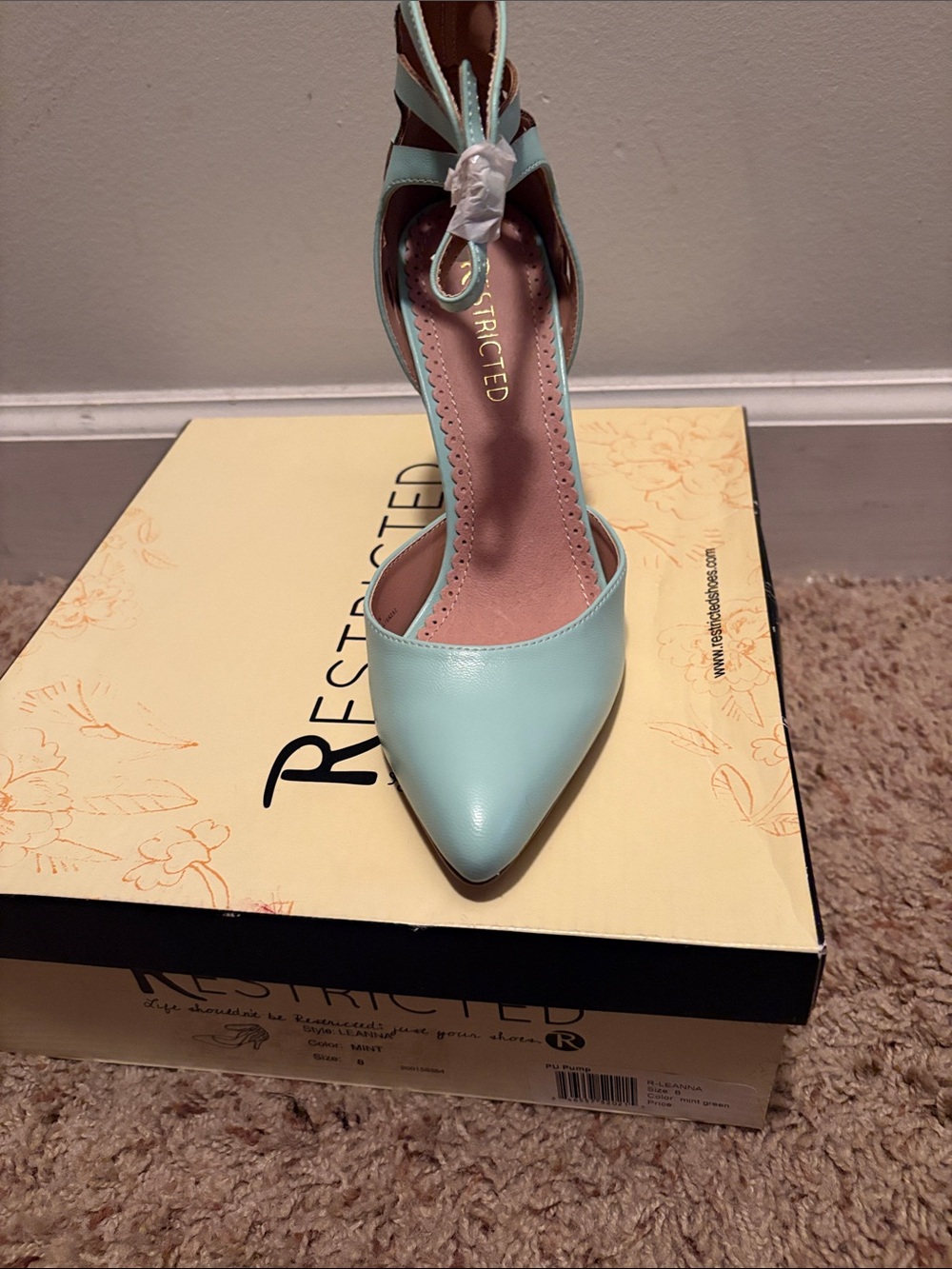 Restricted Mint Pointed Ankle-Strap Pump